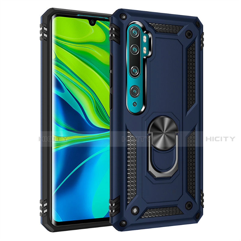 Silikon Hülle Handyhülle und Kunststoff Schutzhülle Tasche mit Magnetisch Fingerring Ständer D01 für Xiaomi Mi Note 10 Pro groß