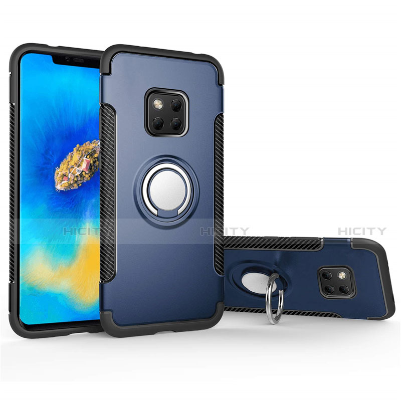 Silikon Hülle Handyhülle und Kunststoff Schutzhülle Tasche mit Magnetisch Fingerring Ständer für Huawei Mate 20 Pro