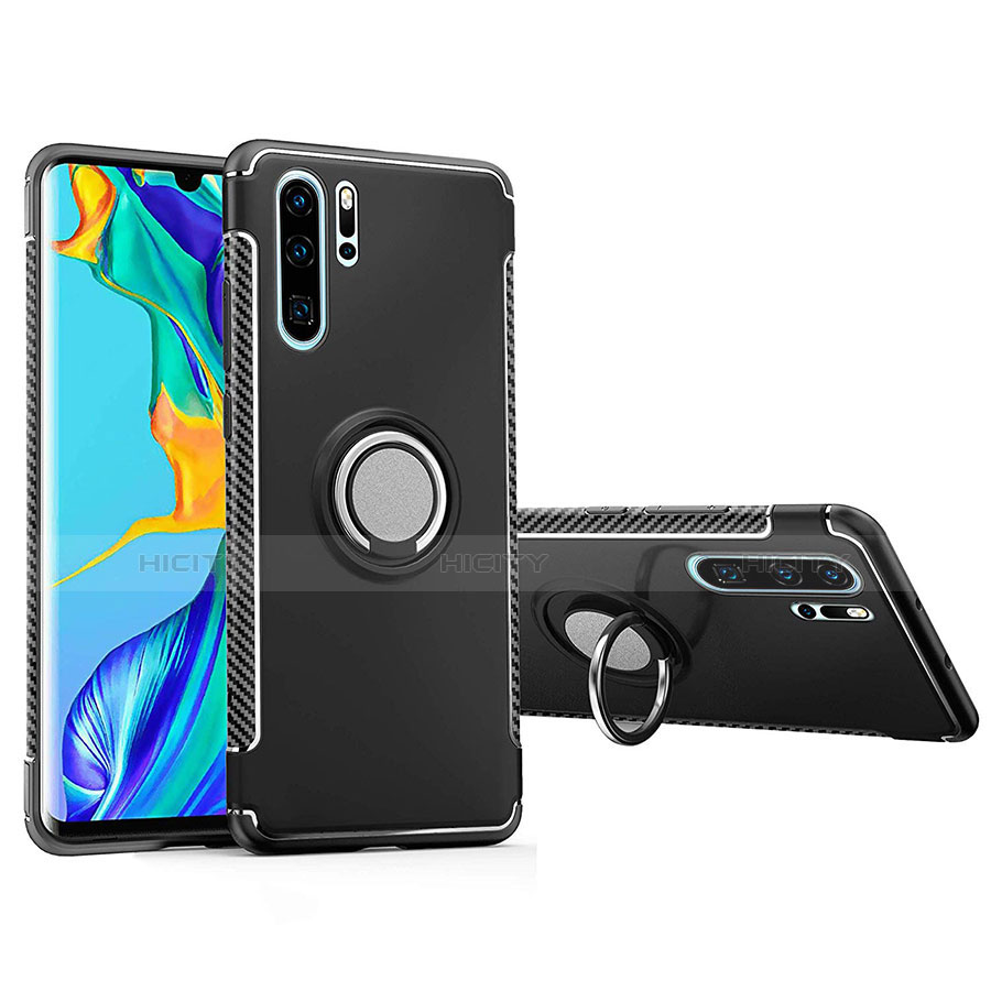 Silikon Hülle Handyhülle und Kunststoff Schutzhülle Tasche mit Magnetisch Fingerring Ständer für Huawei P30 Pro