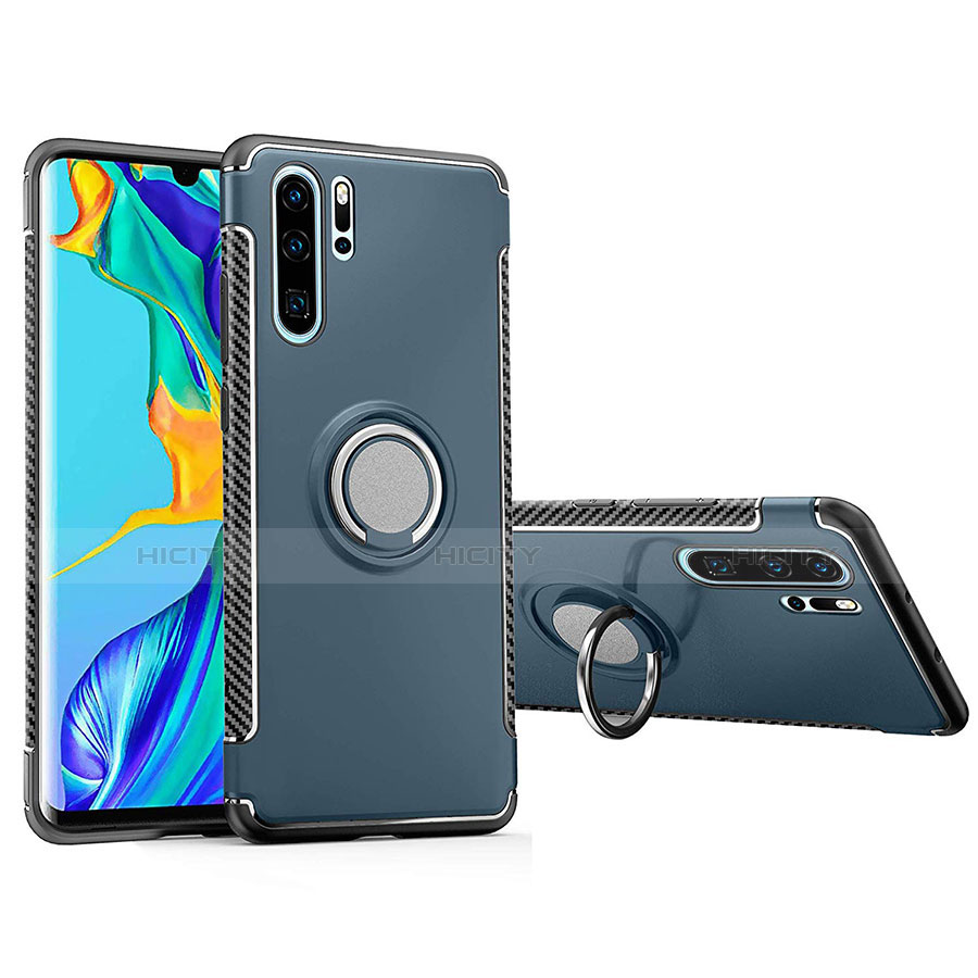 Silikon Hülle Handyhülle und Kunststoff Schutzhülle Tasche mit Magnetisch Fingerring Ständer für Huawei P30 Pro