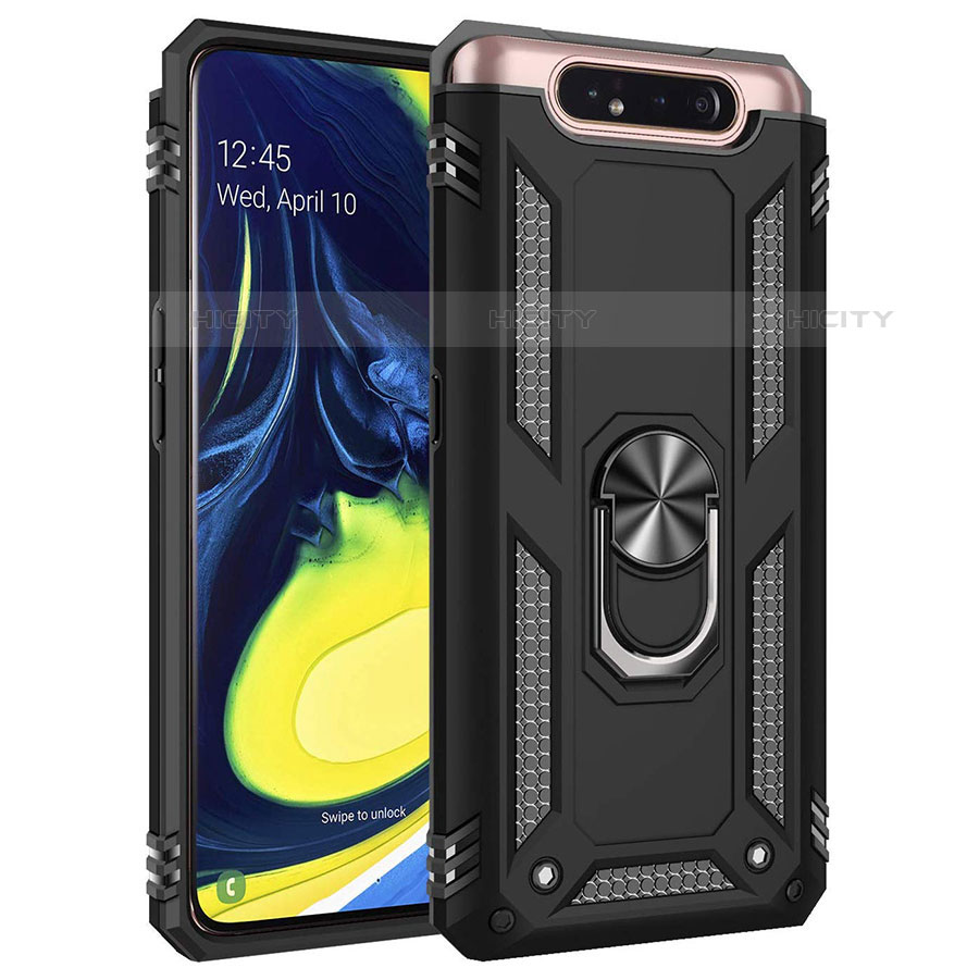 Silikon Hülle Handyhülle und Kunststoff Schutzhülle Tasche mit Magnetisch Fingerring Ständer für Samsung Galaxy A90 4G