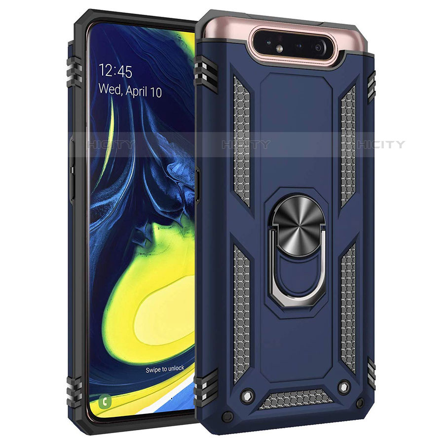 Silikon Hülle Handyhülle und Kunststoff Schutzhülle Tasche mit Magnetisch Fingerring Ständer für Samsung Galaxy A90 4G