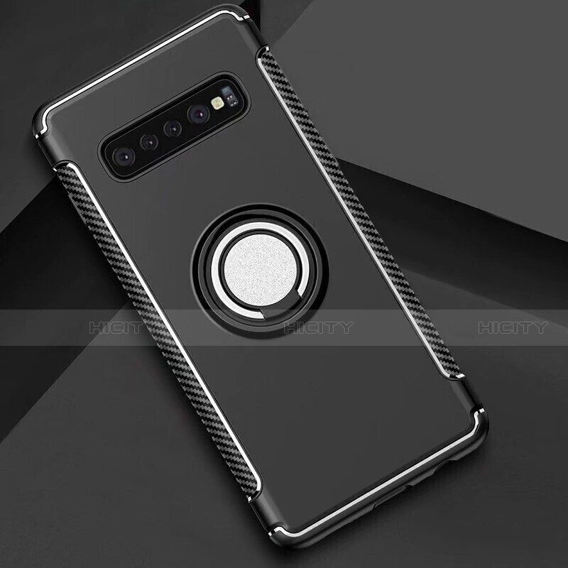 Silikon Hülle Handyhülle und Kunststoff Schutzhülle Tasche mit Magnetisch Fingerring Ständer für Samsung Galaxy S10