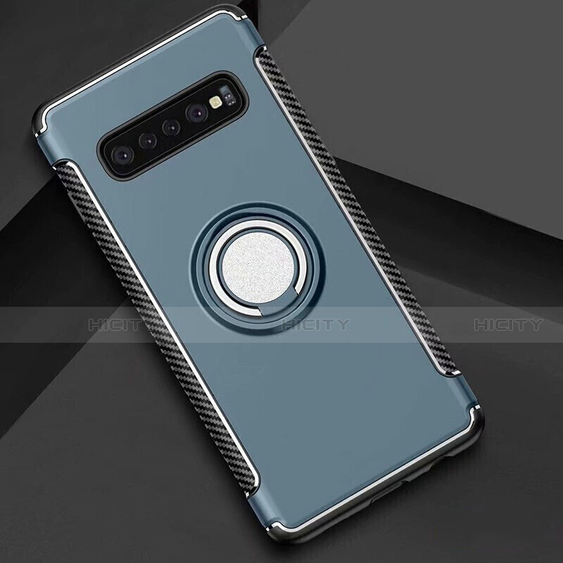 Silikon Hülle Handyhülle und Kunststoff Schutzhülle Tasche mit Magnetisch Fingerring Ständer für Samsung Galaxy S10