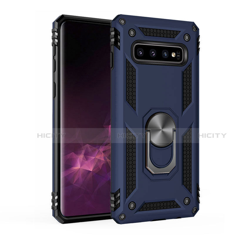 Silikon Hülle Handyhülle und Kunststoff Schutzhülle Tasche mit Magnetisch Fingerring Ständer für Samsung Galaxy S10 Plus