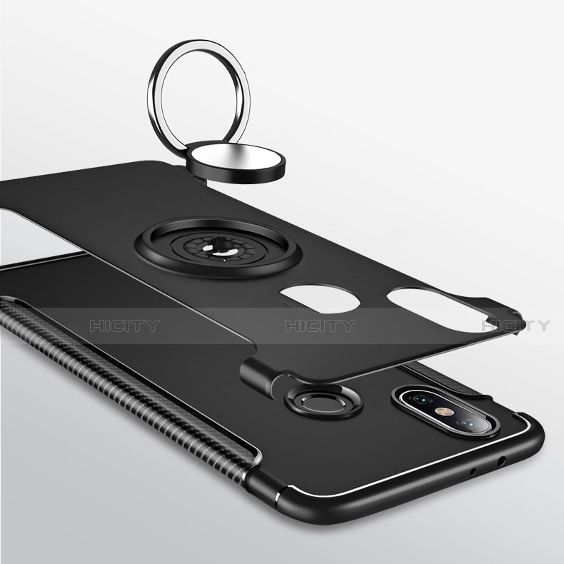 Silikon Hülle Handyhülle und Kunststoff Schutzhülle Tasche mit Magnetisch Fingerring Ständer für Xiaomi Mi 8 groß