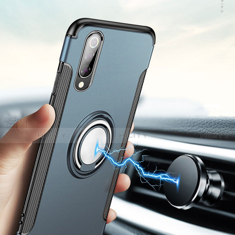 Silikon Hülle Handyhülle und Kunststoff Schutzhülle Tasche mit Magnetisch Fingerring Ständer für Xiaomi Mi 9 Lite