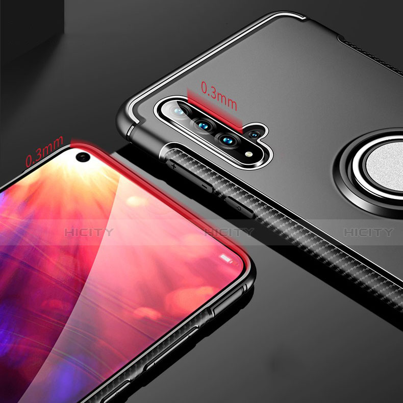 Silikon Hülle Handyhülle und Kunststoff Schutzhülle Tasche mit Magnetisch Fingerring Ständer R01 für Huawei Honor 20