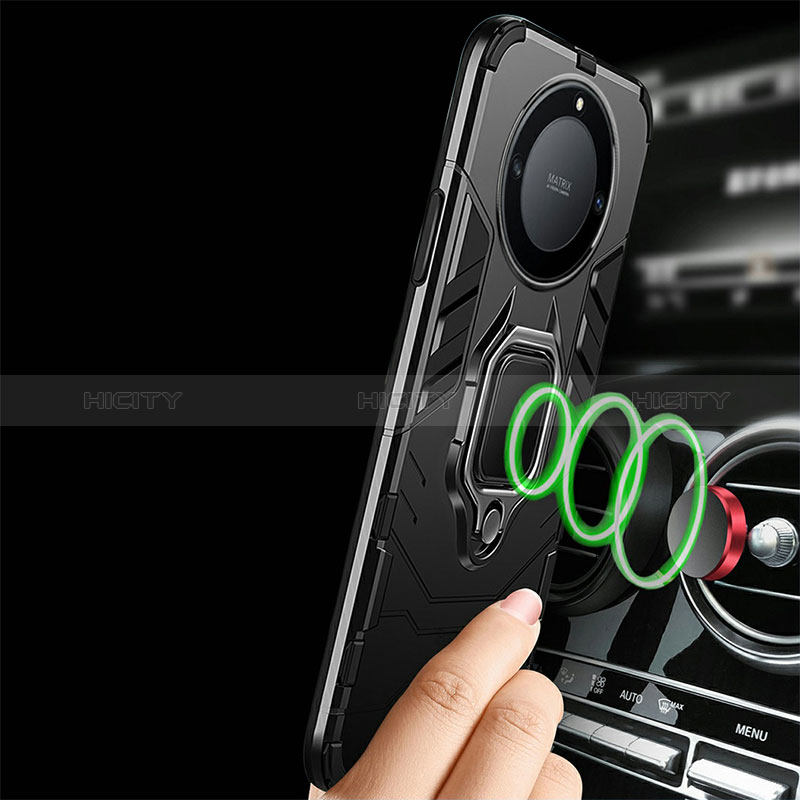 Silikon Hülle Handyhülle und Kunststoff Schutzhülle Tasche mit Magnetisch Fingerring Ständer R01 für Huawei Honor Magic6 Lite 5G groß