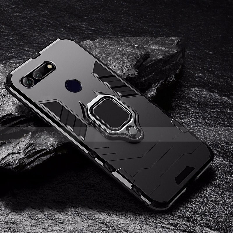 Silikon Hülle Handyhülle und Kunststoff Schutzhülle Tasche mit Magnetisch Fingerring Ständer R01 für Huawei Honor V20