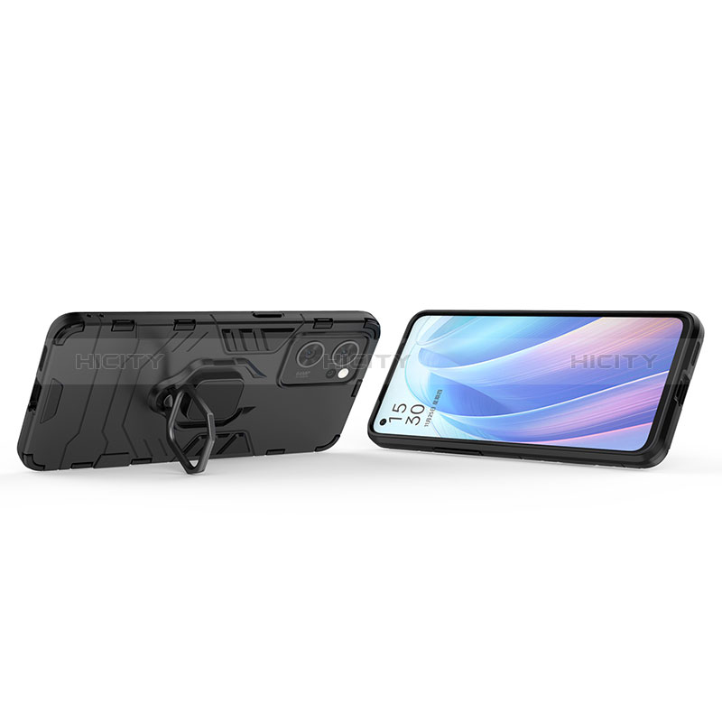 Silikon Hülle Handyhülle und Kunststoff Schutzhülle Tasche mit Magnetisch Fingerring Ständer R01 für Oppo Find X5 Lite 5G groß