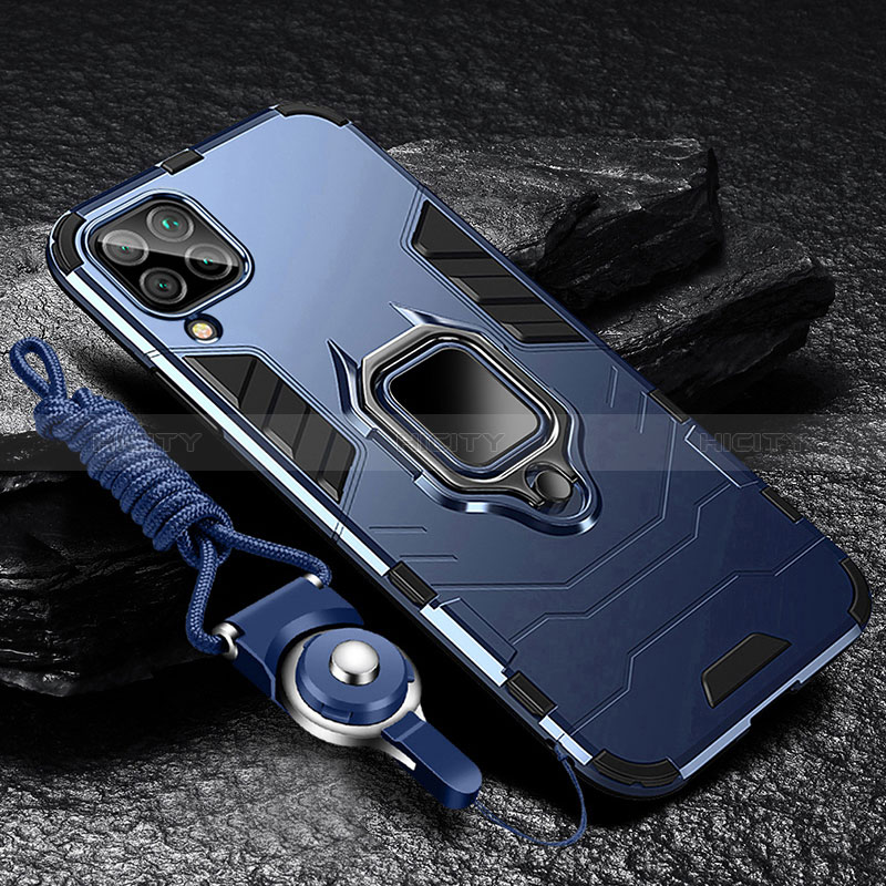Silikon Hülle Handyhülle und Kunststoff Schutzhülle Tasche mit Magnetisch Fingerring Ständer R01 für Samsung Galaxy M12