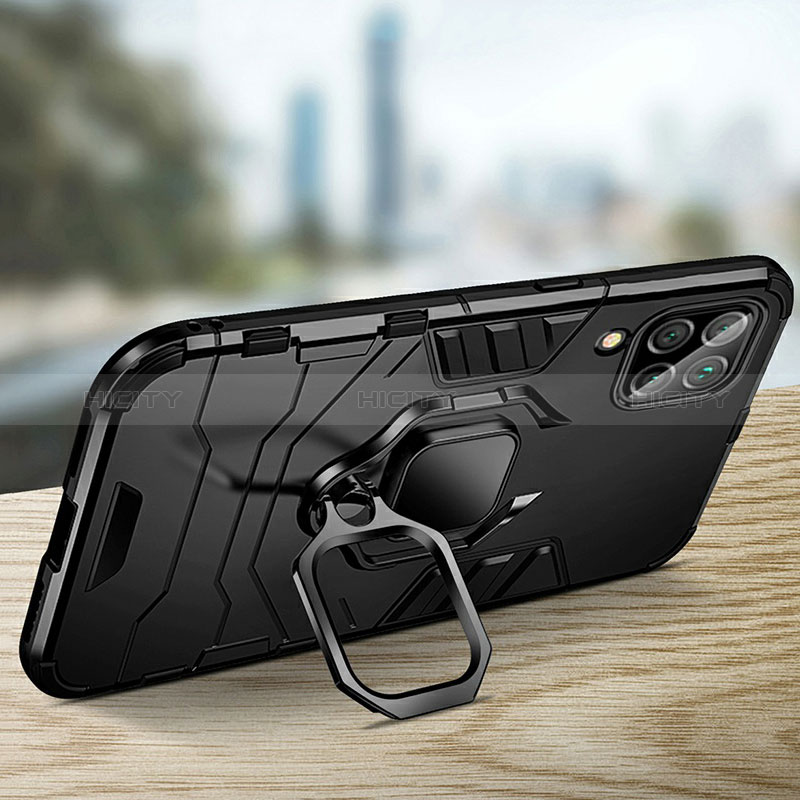 Silikon Hülle Handyhülle und Kunststoff Schutzhülle Tasche mit Magnetisch Fingerring Ständer R01 für Samsung Galaxy M12
