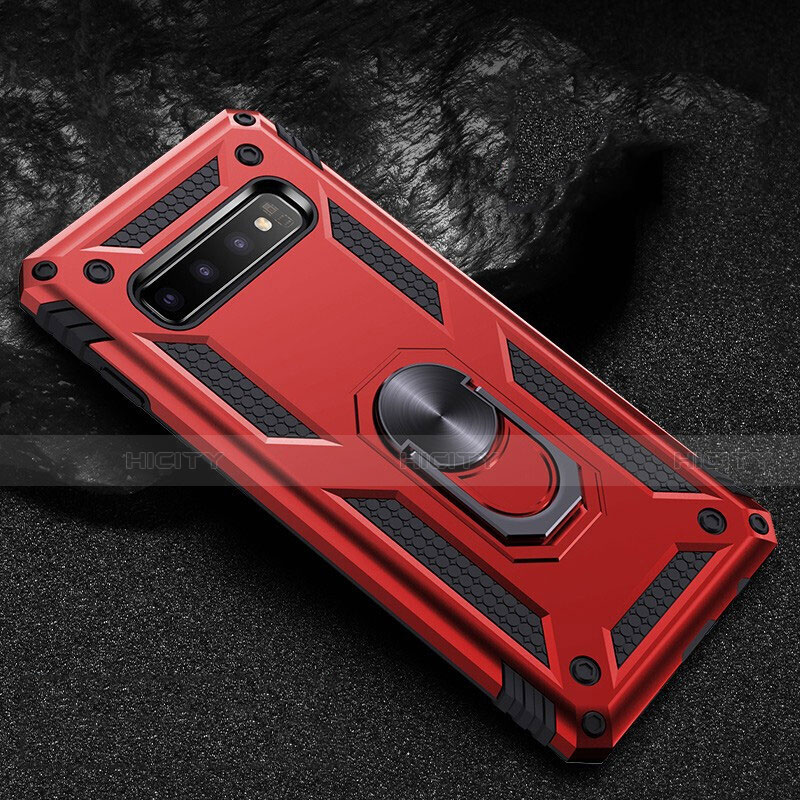 Silikon Hülle Handyhülle und Kunststoff Schutzhülle Tasche mit Magnetisch Fingerring Ständer R01 für Samsung Galaxy S10 5G Rot Plus