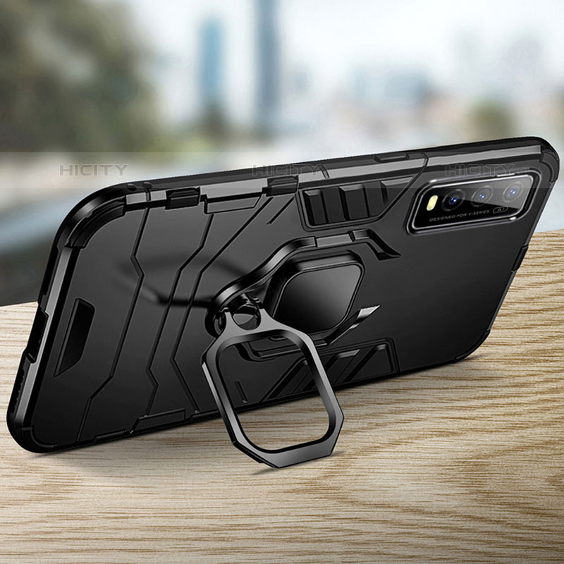 Silikon Hülle Handyhülle und Kunststoff Schutzhülle Tasche mit Magnetisch Fingerring Ständer R01 für Vivo iQOO U1 groß