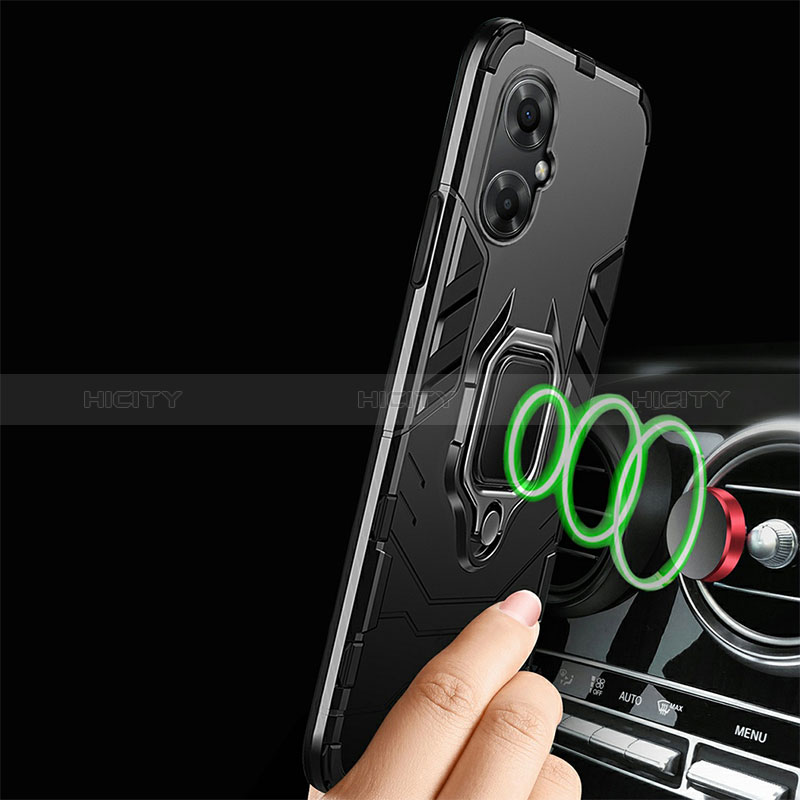 Silikon Hülle Handyhülle und Kunststoff Schutzhülle Tasche mit Magnetisch Fingerring Ständer R01 für Xiaomi Poco M4 5G