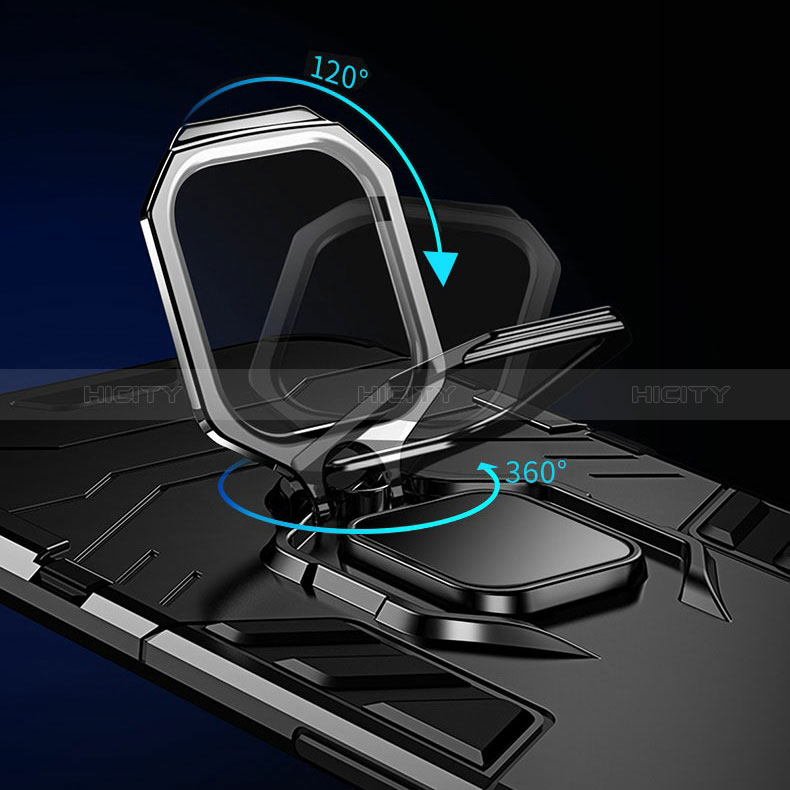 Silikon Hülle Handyhülle und Kunststoff Schutzhülle Tasche mit Magnetisch Fingerring Ständer R01 für Xiaomi Poco M4 Pro 5G