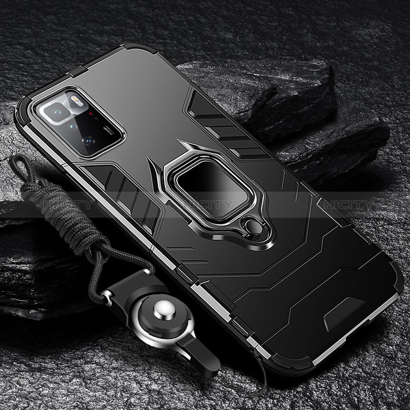 Silikon Hülle Handyhülle und Kunststoff Schutzhülle Tasche mit Magnetisch Fingerring Ständer R01 für Xiaomi Poco X3 GT 5G