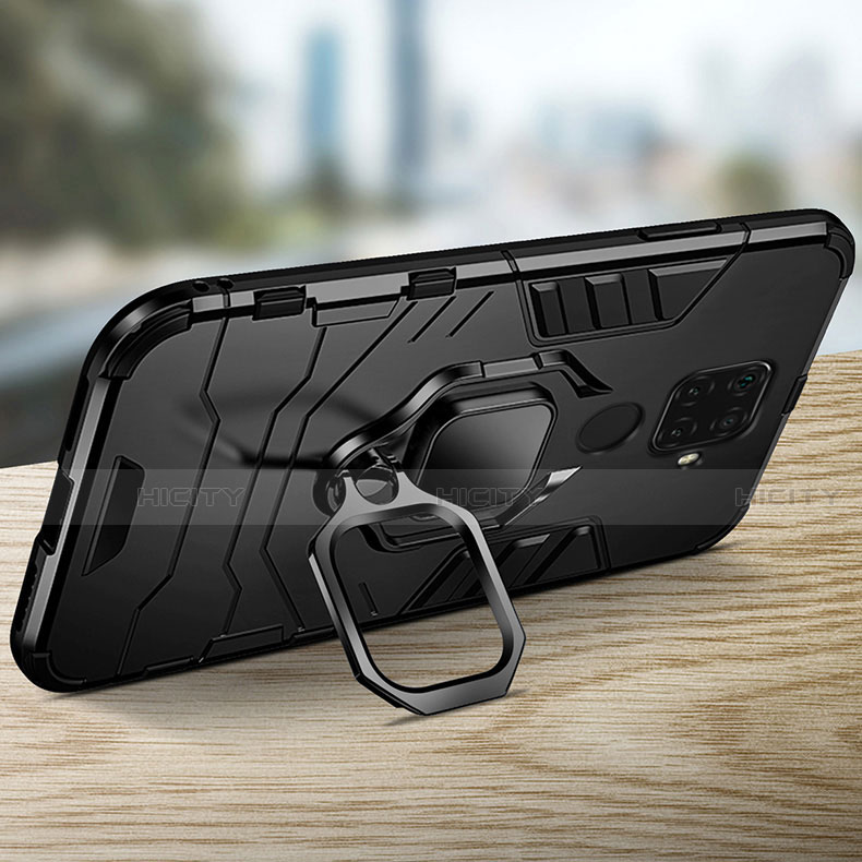 Silikon Hülle Handyhülle und Kunststoff Schutzhülle Tasche mit Magnetisch Fingerring Ständer R01 für Xiaomi Redmi 10X 4G groß