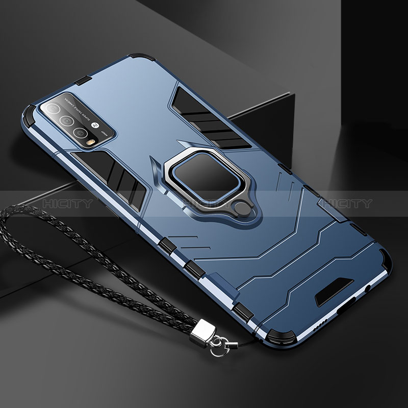 Silikon Hülle Handyhülle und Kunststoff Schutzhülle Tasche mit Magnetisch Fingerring Ständer R01 für Xiaomi Redmi 9T 4G