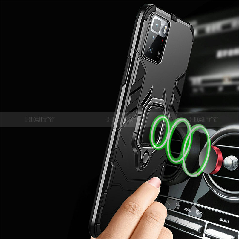 Silikon Hülle Handyhülle und Kunststoff Schutzhülle Tasche mit Magnetisch Fingerring Ständer R01 für Xiaomi Redmi Note 10 Pro 5G groß
