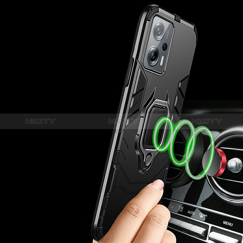 Silikon Hülle Handyhülle und Kunststoff Schutzhülle Tasche mit Magnetisch Fingerring Ständer R01 für Xiaomi Redmi Note 11T Pro+ Plus 5G