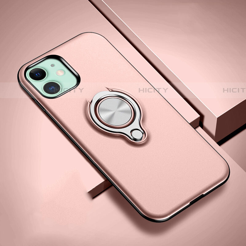 Silikon Hülle Handyhülle und Kunststoff Schutzhülle Tasche mit Magnetisch Fingerring Ständer R02 für Apple iPhone 11 Rosegold