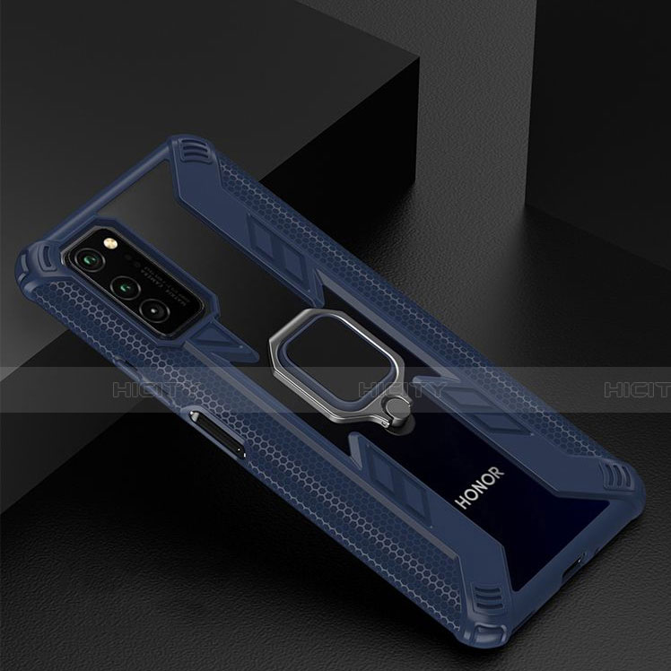 Silikon Hülle Handyhülle und Kunststoff Schutzhülle Tasche mit Magnetisch Fingerring Ständer R02 für Huawei Honor View 30 5G groß