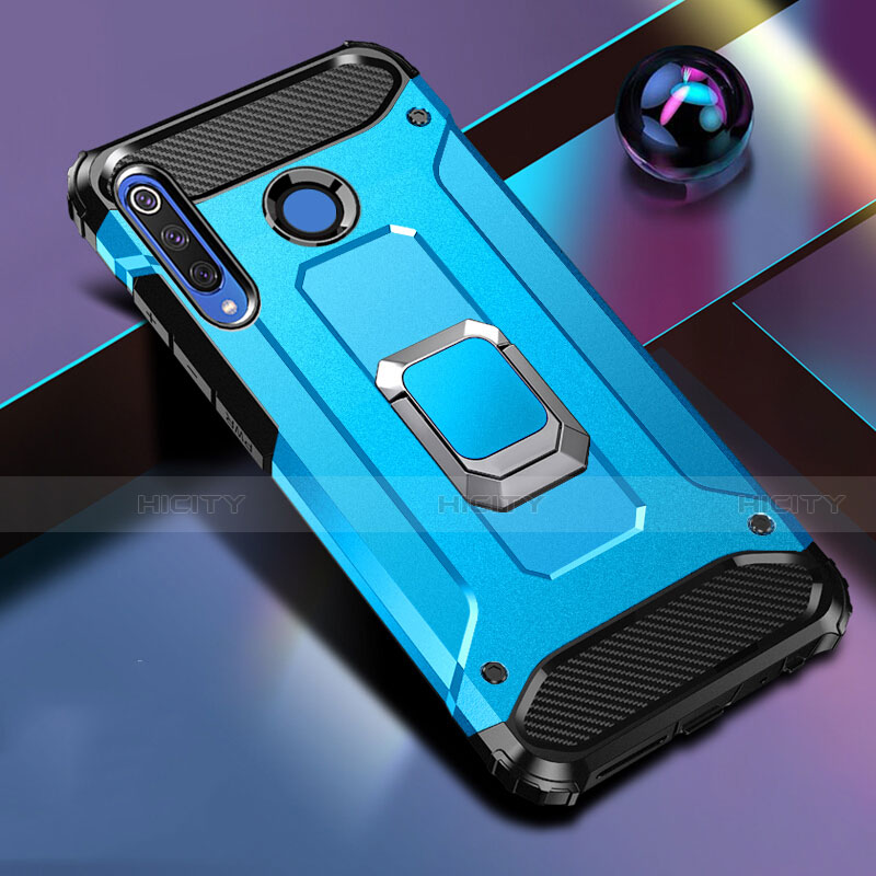 Silikon Hülle Handyhülle und Kunststoff Schutzhülle Tasche mit Magnetisch Fingerring Ständer R02 für Huawei Nova 4e Hellblau