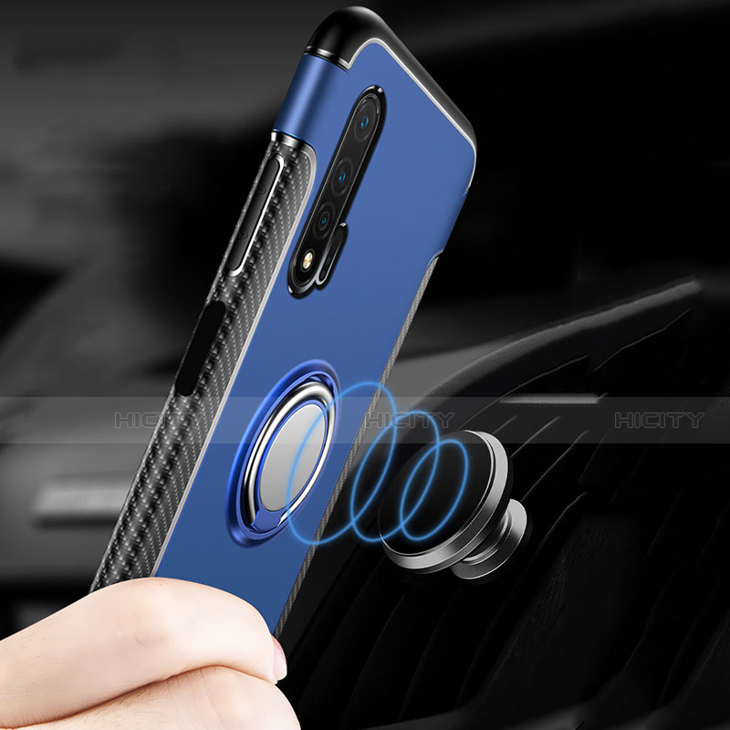 Silikon Hülle Handyhülle und Kunststoff Schutzhülle Tasche mit Magnetisch Fingerring Ständer R02 für Huawei Nova 6 5G