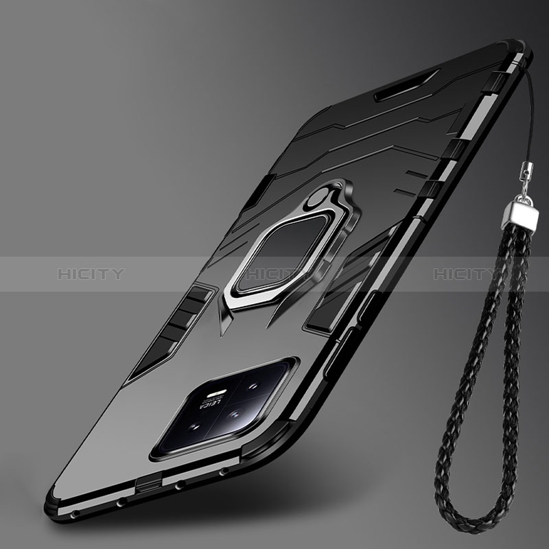 Silikon Hülle Handyhülle und Kunststoff Schutzhülle Tasche mit Magnetisch Fingerring Ständer R02 für Xiaomi Mi 13 5G groß