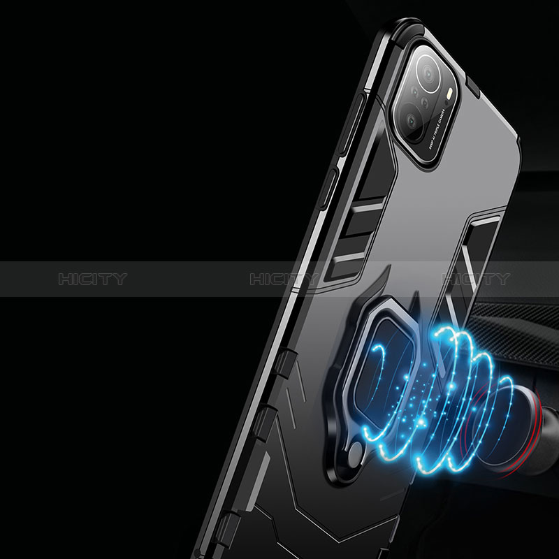 Silikon Hülle Handyhülle und Kunststoff Schutzhülle Tasche mit Magnetisch Fingerring Ständer R02 für Xiaomi Poco F3 5G