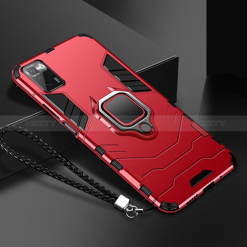 Silikon Hülle Handyhülle und Kunststoff Schutzhülle Tasche mit Magnetisch Fingerring Ständer R02 für Xiaomi Poco X3 GT 5G groß