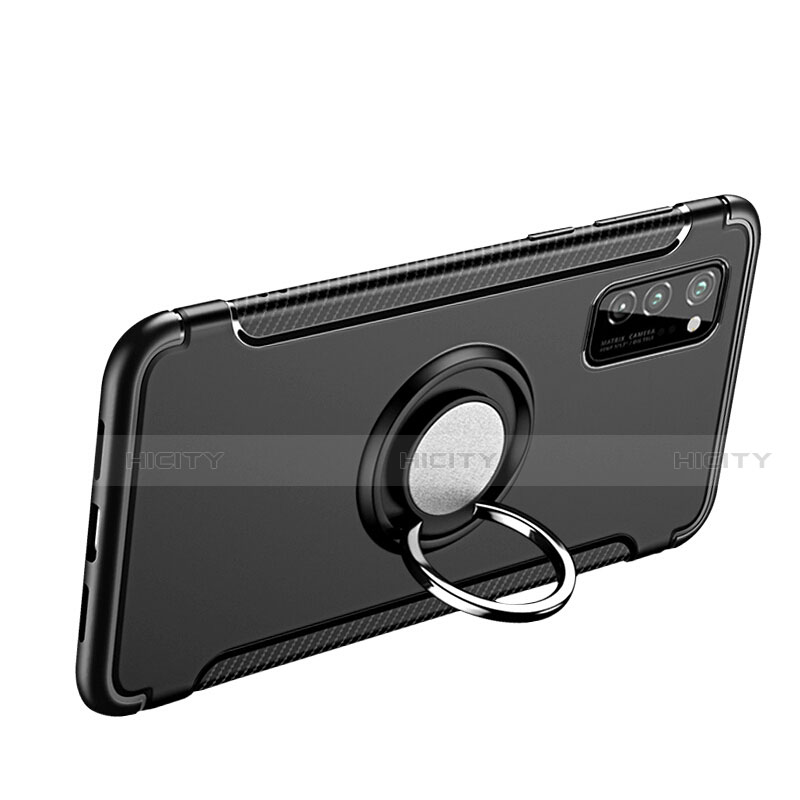 Silikon Hülle Handyhülle und Kunststoff Schutzhülle Tasche mit Magnetisch Fingerring Ständer R03 für Huawei Honor V30 5G groß