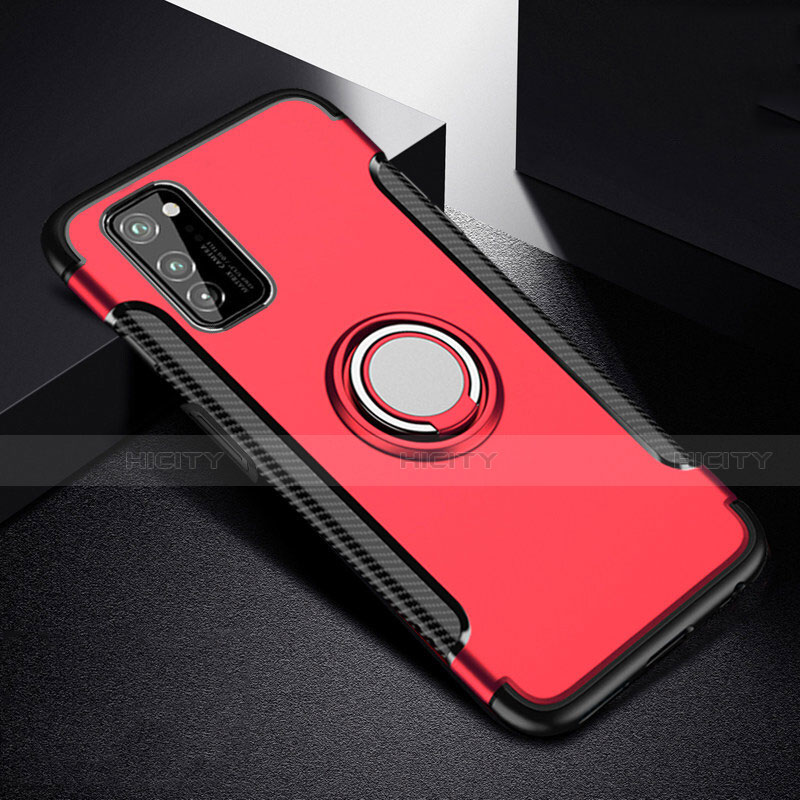 Silikon Hülle Handyhülle und Kunststoff Schutzhülle Tasche mit Magnetisch Fingerring Ständer R03 für Huawei Honor V30 5G Rot Plus