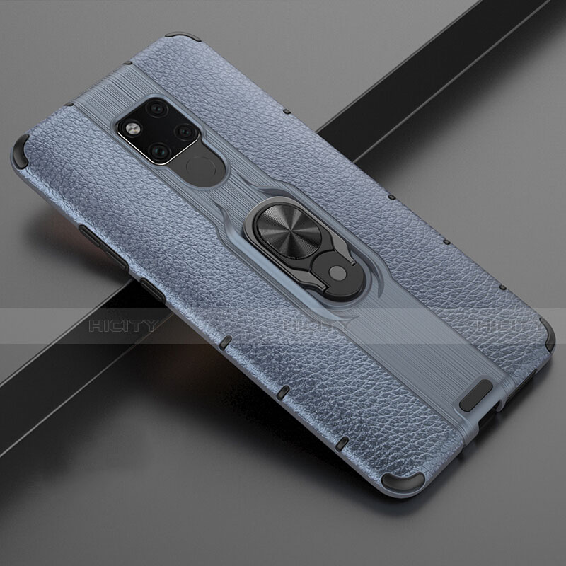 Silikon Hülle Handyhülle und Kunststoff Schutzhülle Tasche mit Magnetisch Fingerring Ständer R03 für Huawei Mate 20 X 5G Blau Plus