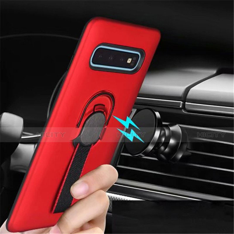 Silikon Hülle Handyhülle und Kunststoff Schutzhülle Tasche mit Magnetisch Fingerring Ständer R03 für Samsung Galaxy S10 groß