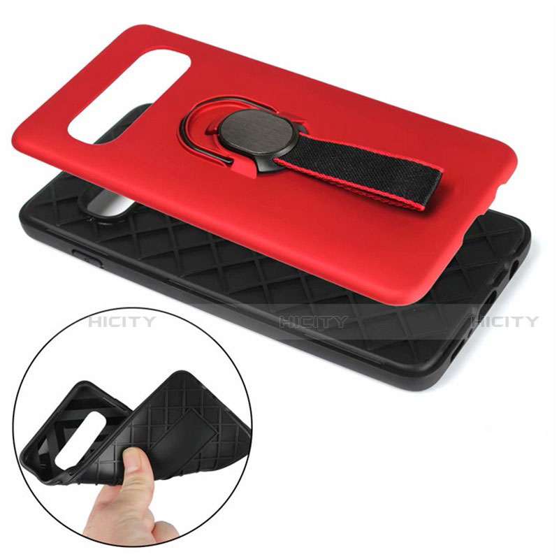 Silikon Hülle Handyhülle und Kunststoff Schutzhülle Tasche mit Magnetisch Fingerring Ständer R03 für Samsung Galaxy S10 groß