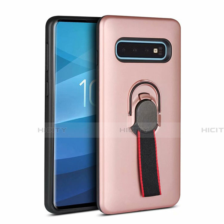 Silikon Hülle Handyhülle und Kunststoff Schutzhülle Tasche mit Magnetisch Fingerring Ständer R03 für Samsung Galaxy S10