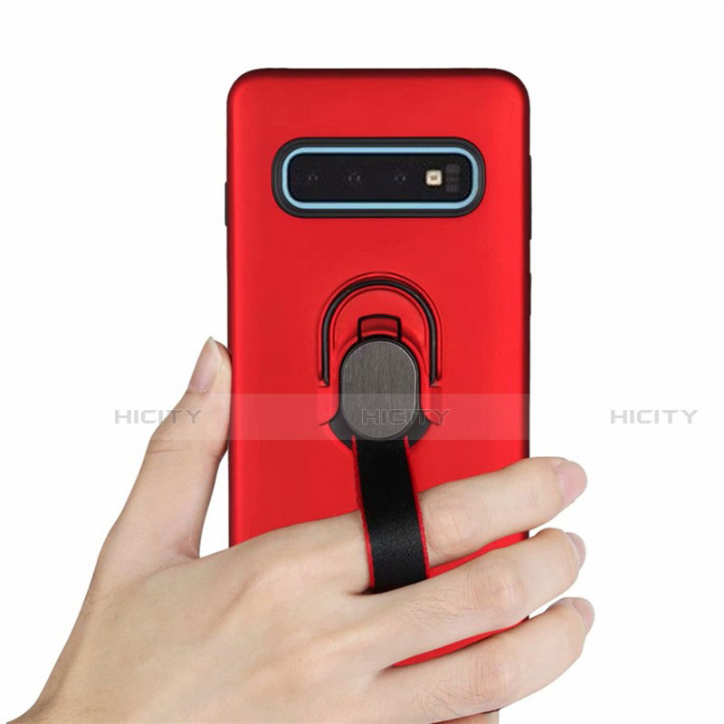 Silikon Hülle Handyhülle und Kunststoff Schutzhülle Tasche mit Magnetisch Fingerring Ständer R03 für Samsung Galaxy S10 5G