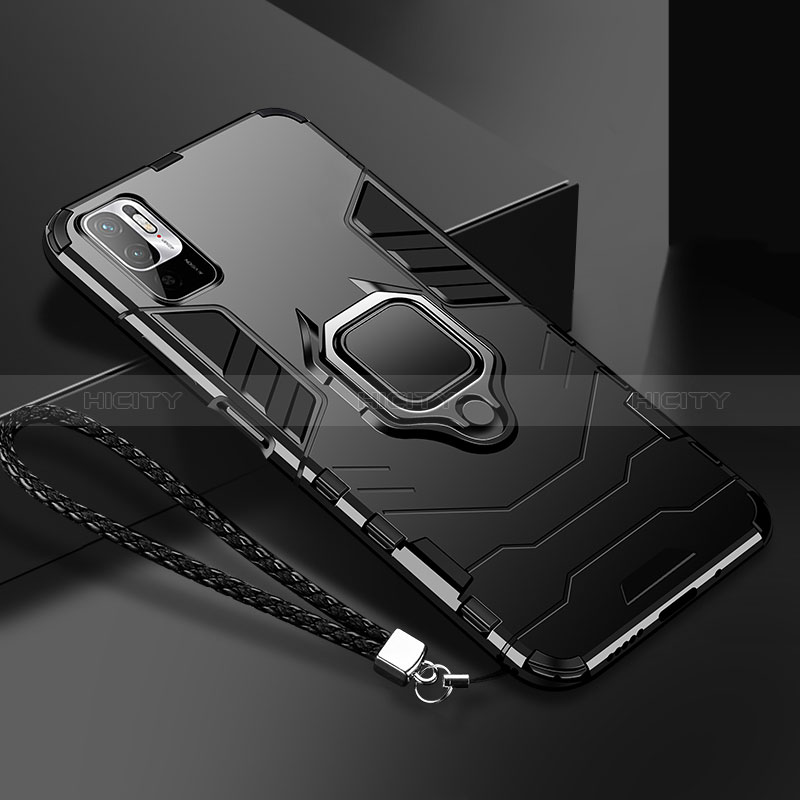 Silikon Hülle Handyhülle und Kunststoff Schutzhülle Tasche mit Magnetisch Fingerring Ständer R03 für Xiaomi Redmi Note 10 5G