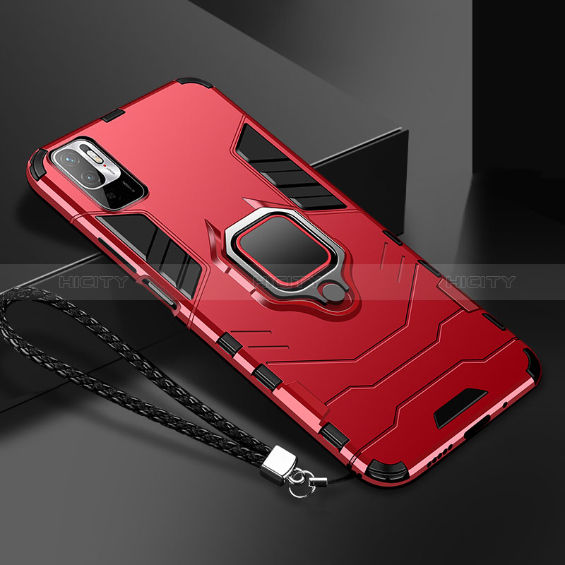 Silikon Hülle Handyhülle und Kunststoff Schutzhülle Tasche mit Magnetisch Fingerring Ständer R03 für Xiaomi Redmi Note 11 SE 5G