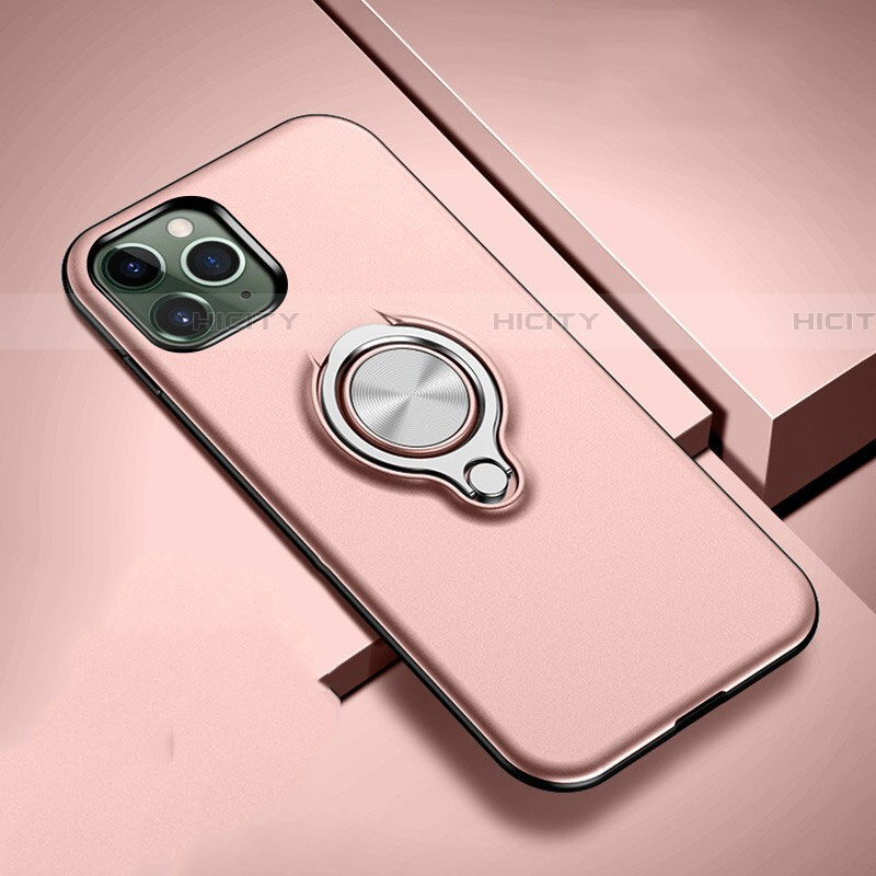 Silikon Hülle Handyhülle und Kunststoff Schutzhülle Tasche mit Magnetisch Fingerring Ständer R04 für Apple iPhone 11 Pro Max Rosegold