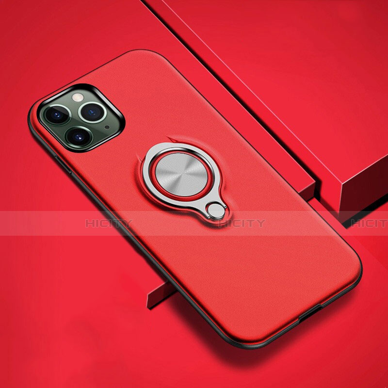 Silikon Hülle Handyhülle und Kunststoff Schutzhülle Tasche mit Magnetisch Fingerring Ständer R04 für Apple iPhone 11 Pro Rot