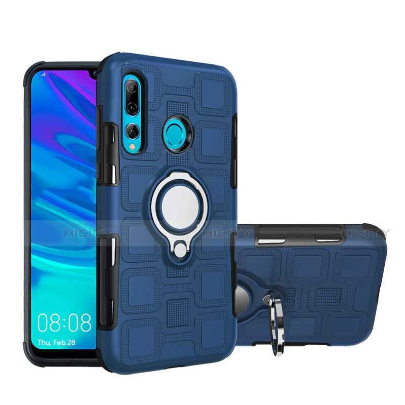 Silikon Hülle Handyhülle und Kunststoff Schutzhülle Tasche mit Magnetisch Fingerring Ständer R04 für Huawei Honor 20 Lite Blau Plus