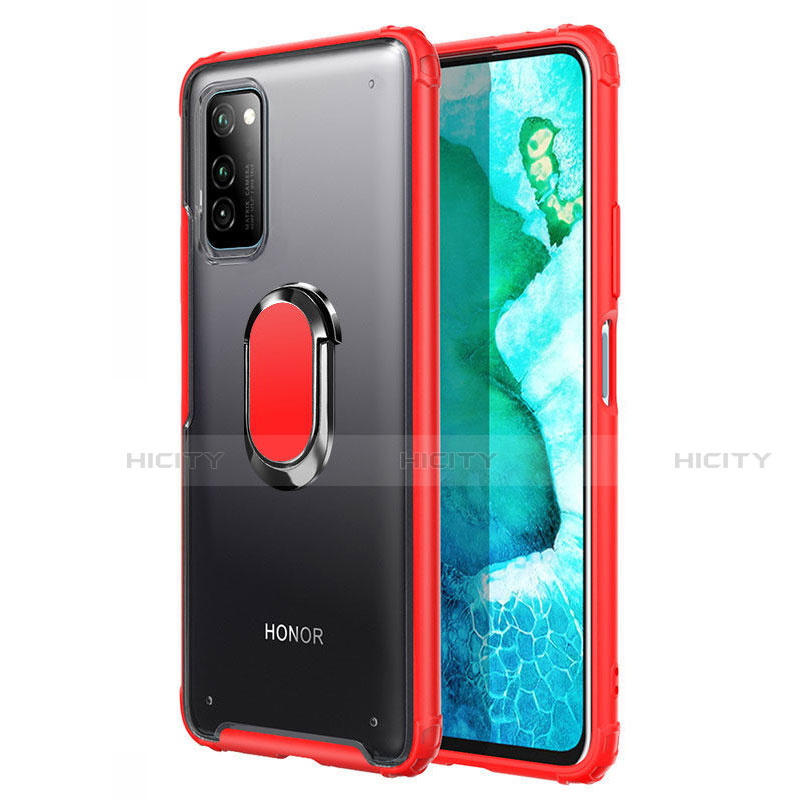 Silikon Hülle Handyhülle und Kunststoff Schutzhülle Tasche mit Magnetisch Fingerring Ständer R04 für Huawei Honor V30 5G