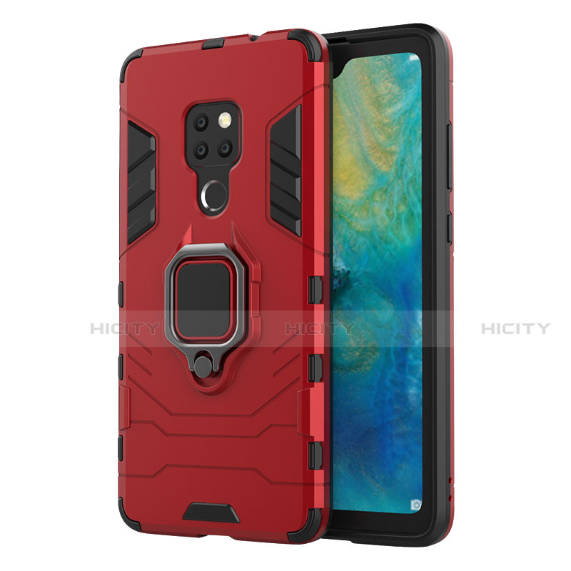 Silikon Hülle Handyhülle und Kunststoff Schutzhülle Tasche mit Magnetisch Fingerring Ständer R04 für Huawei Mate 20 Rot