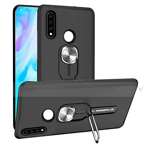 Silikon Hülle Handyhülle und Kunststoff Schutzhülle Tasche mit Magnetisch Fingerring Ständer R04 für Huawei P30 Lite groß