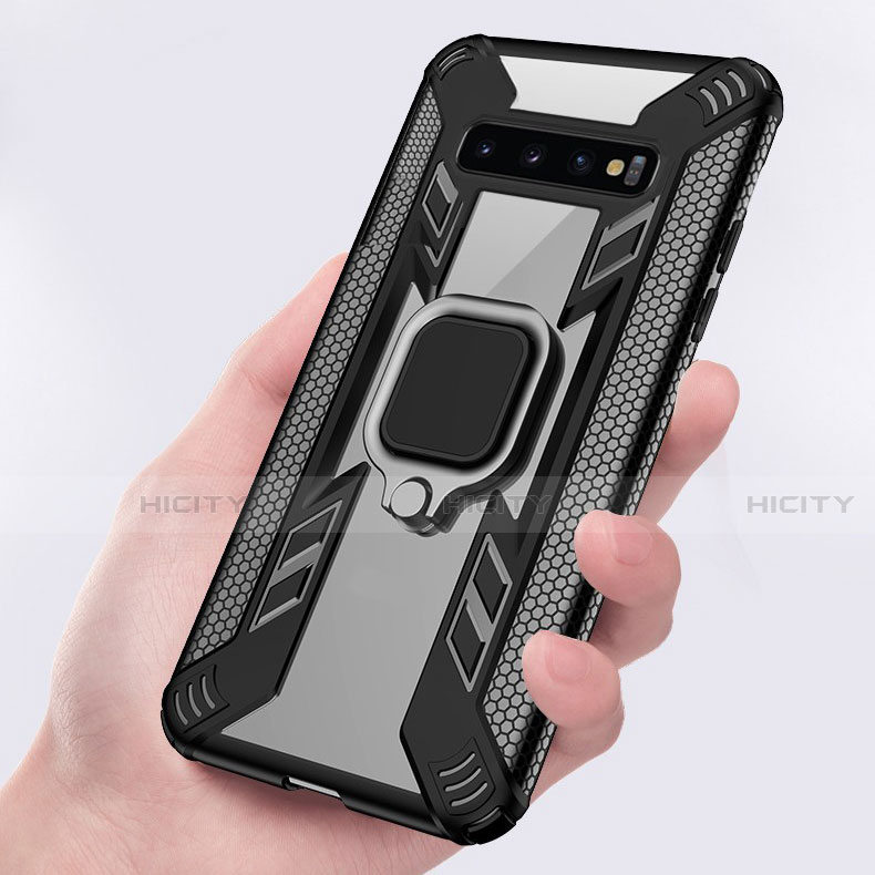 Silikon Hülle Handyhülle und Kunststoff Schutzhülle Tasche mit Magnetisch Fingerring Ständer R04 für Samsung Galaxy S10