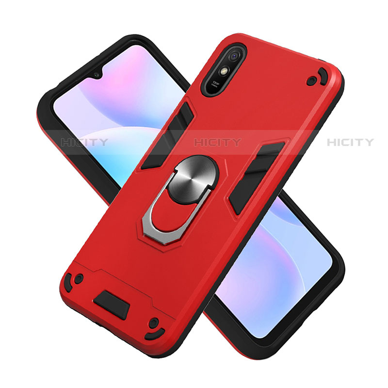 Silikon Hülle Handyhülle und Kunststoff Schutzhülle Tasche mit Magnetisch Fingerring Ständer R04 für Xiaomi Redmi 9A groß